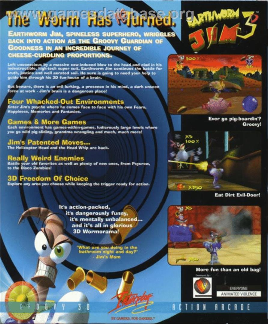 Earthworm Jim 3D - Microsoft Windows - Artwork - Box Back
