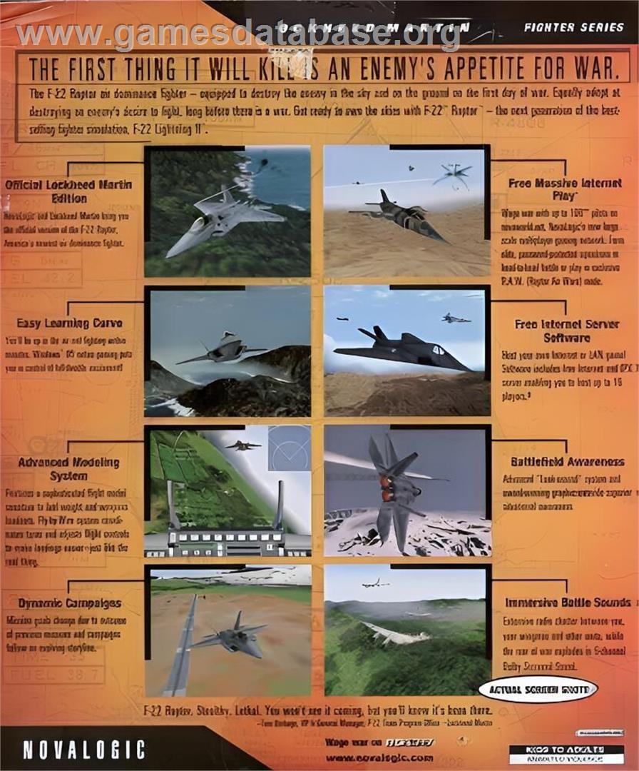 F-22 Raptor - Microsoft Windows - Artwork - Box Back