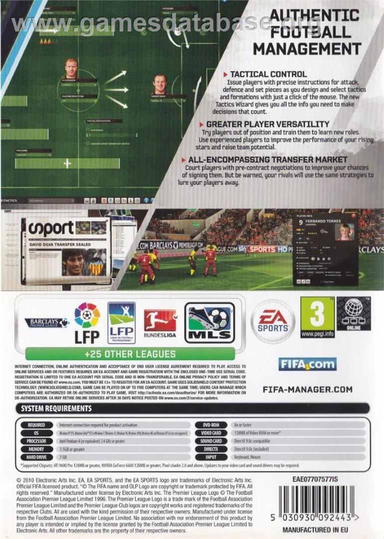 FIFA Manager 11 - Microsoft Windows - Artwork - Box Back