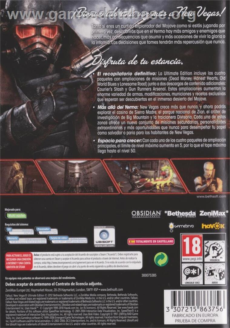 Fallout - New Vegas - Ultimate Edition - Microsoft Windows - Artwork - Box Back