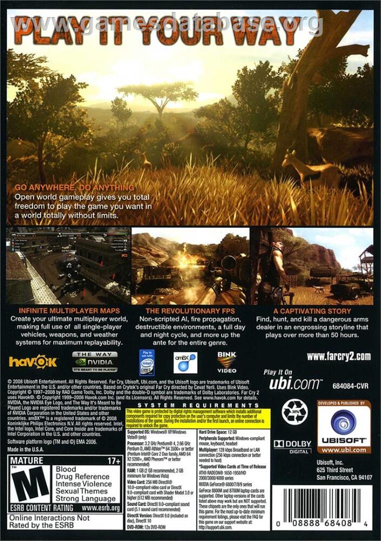 Far Cry 2 - Microsoft Windows - Artwork - Box Back