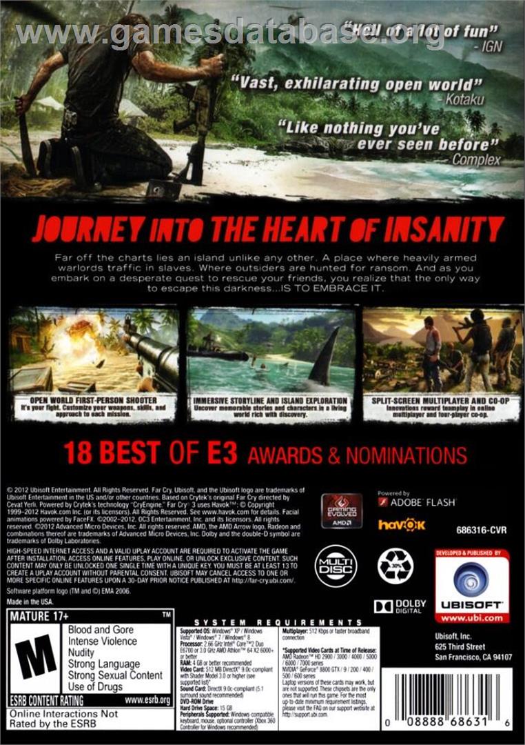 Far Cry 3 - Microsoft Windows - Artwork - Box Back
