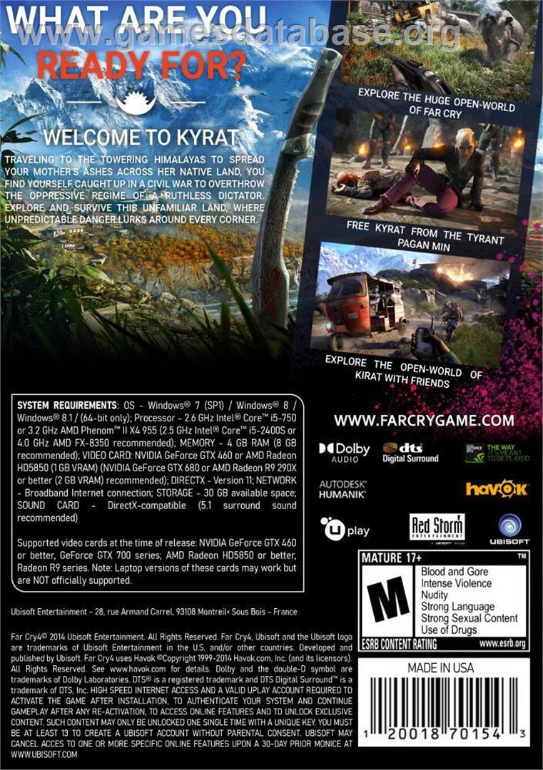 Far Cry 4 - Microsoft Windows - Artwork - Box Back