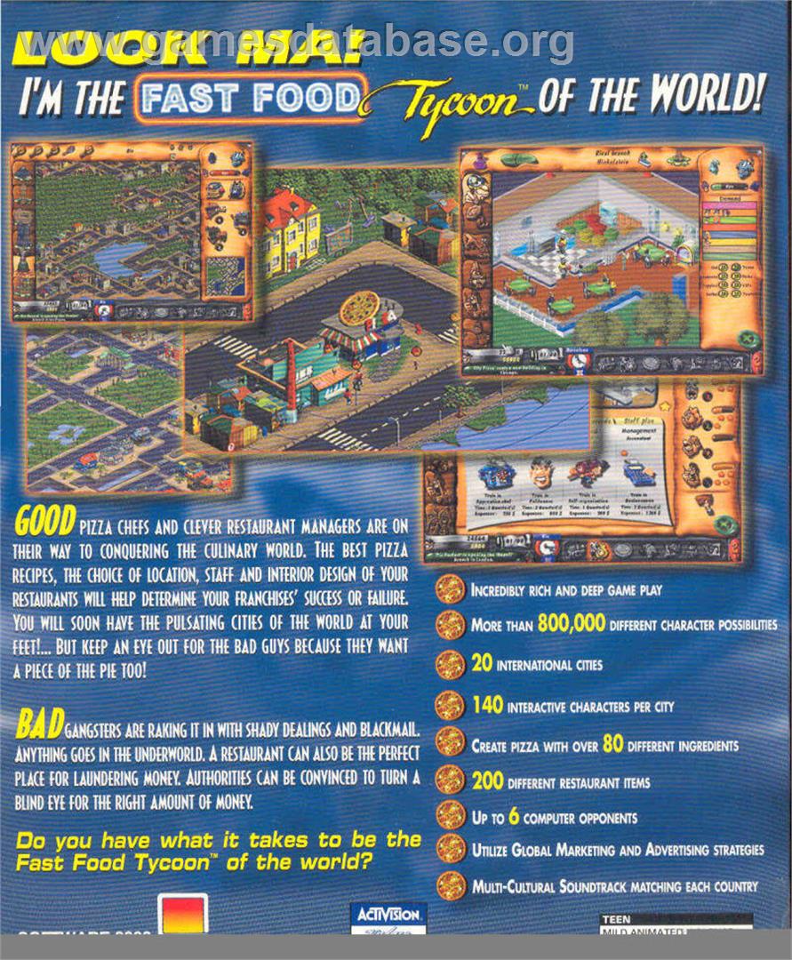 Fast Food Tycoon - Microsoft Windows - Artwork - Box Back