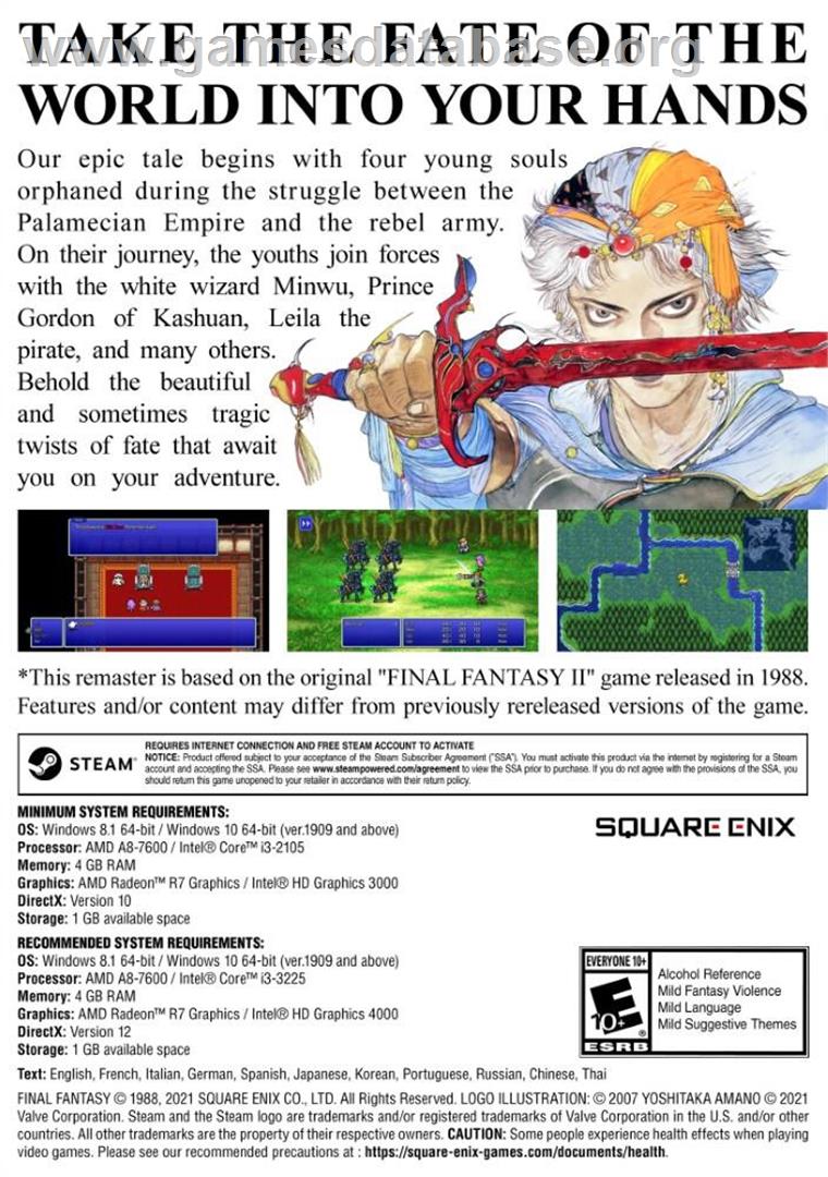 Final Fantasy 2 - Microsoft Windows - Artwork - Box Back