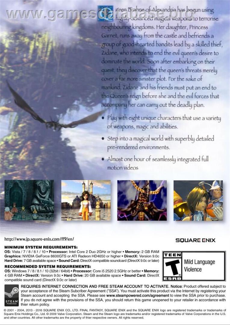 Final Fantasy 9 - Microsoft Windows - Artwork - Box Back