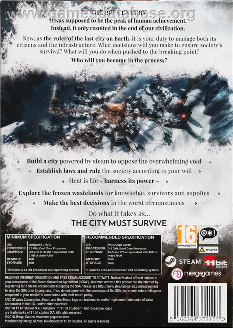 Frostpunk - Microsoft Windows - Artwork - Box Back