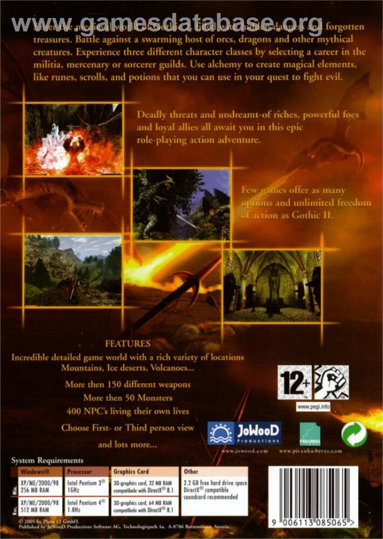 Gothic 2 - Microsoft Windows - Artwork - Box Back