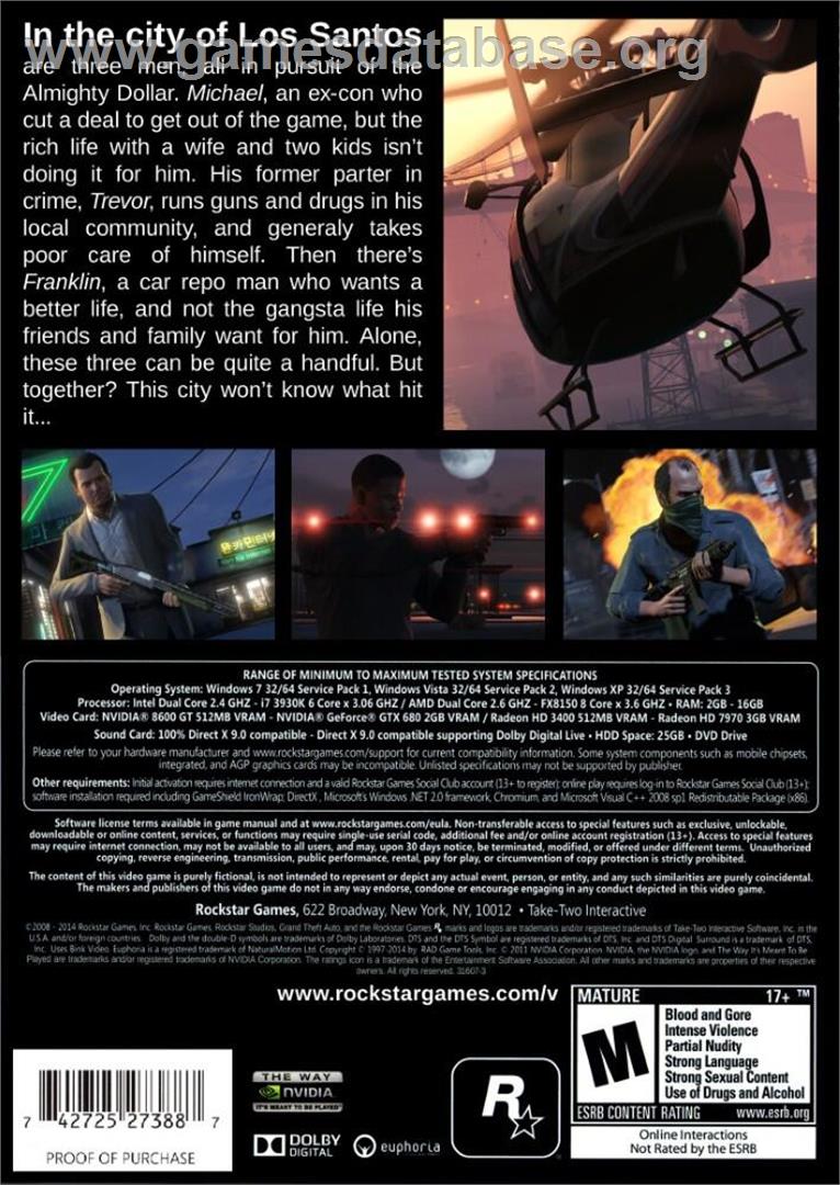 Grand Theft Auto - Microsoft Windows - Artwork - Box Back