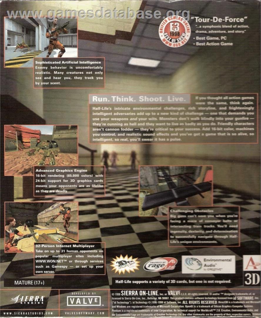 Half-Life - Microsoft Windows - Artwork - Box Back