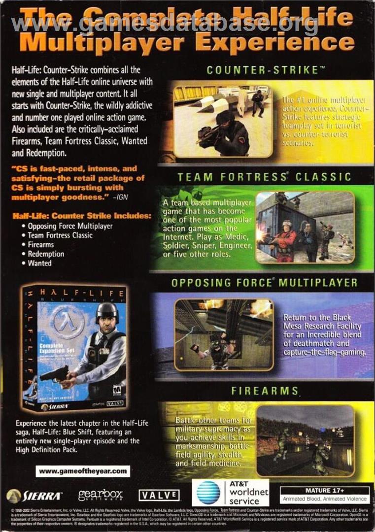 Half-Life - Counter-Strike - Microsoft Windows - Artwork - Box Back