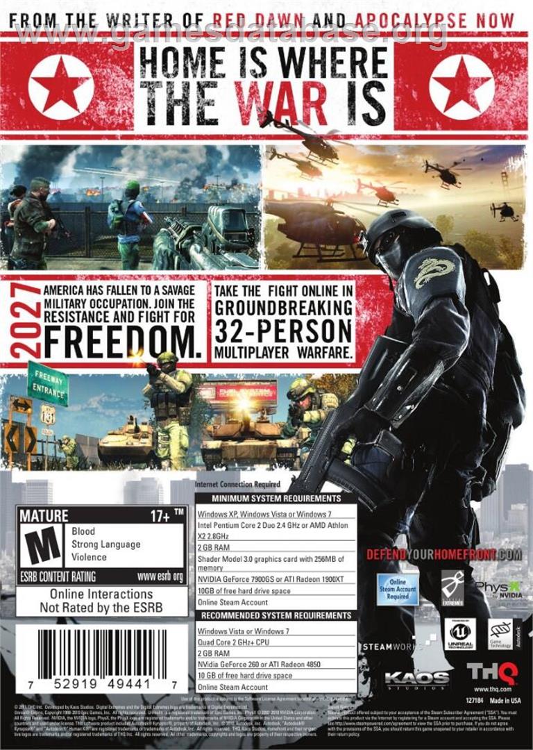 Homefront - Microsoft Windows - Artwork - Box Back