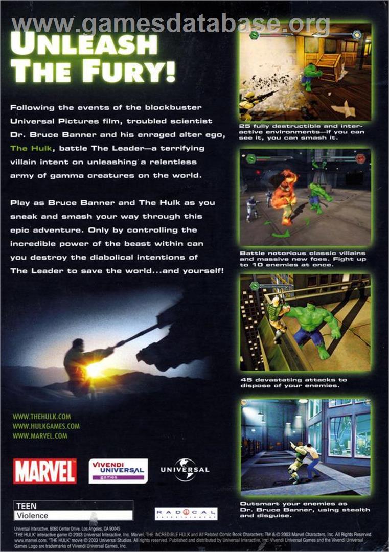 Hulk - Microsoft Windows - Artwork - Box Back