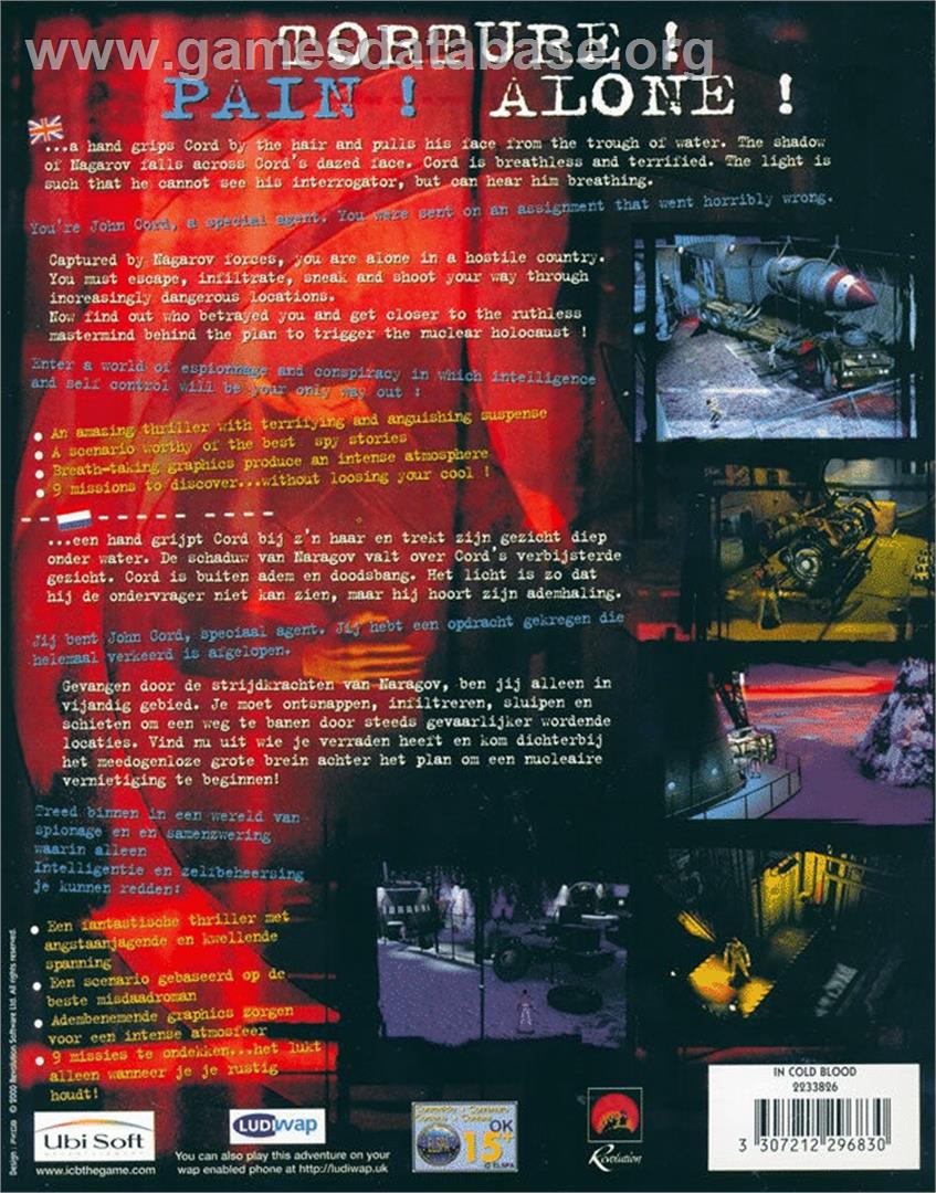 In Cold Blood - Microsoft Windows - Artwork - Box Back