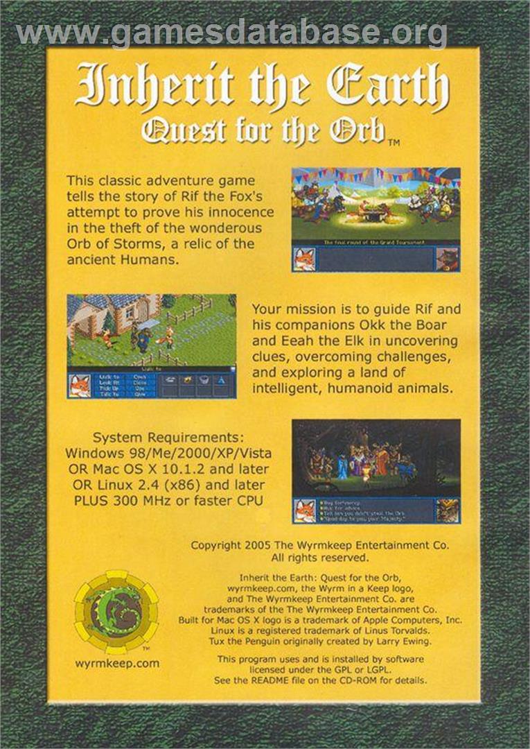 Inherit the Earth - Quest for the Orb - Microsoft Windows - Artwork - Box Back