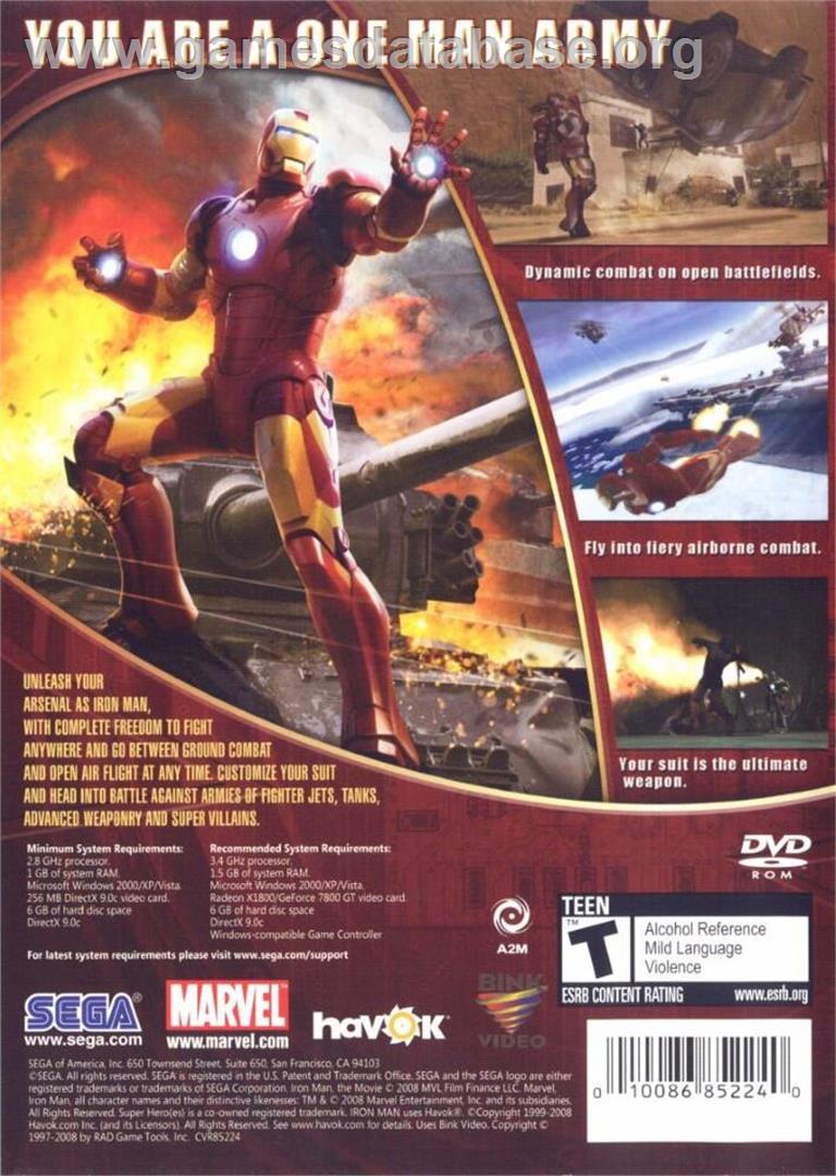 Iron Man - Microsoft Windows - Artwork - Box Back