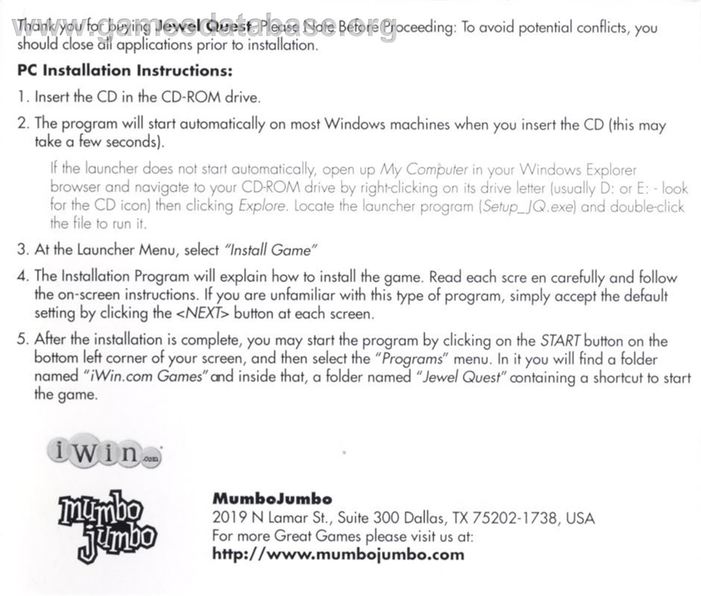 Jewel Quest - Microsoft Windows - Artwork - Box Back
