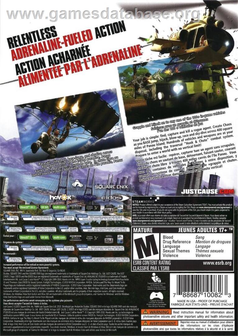 Just Cause 2 - Microsoft Windows - Artwork - Box Back