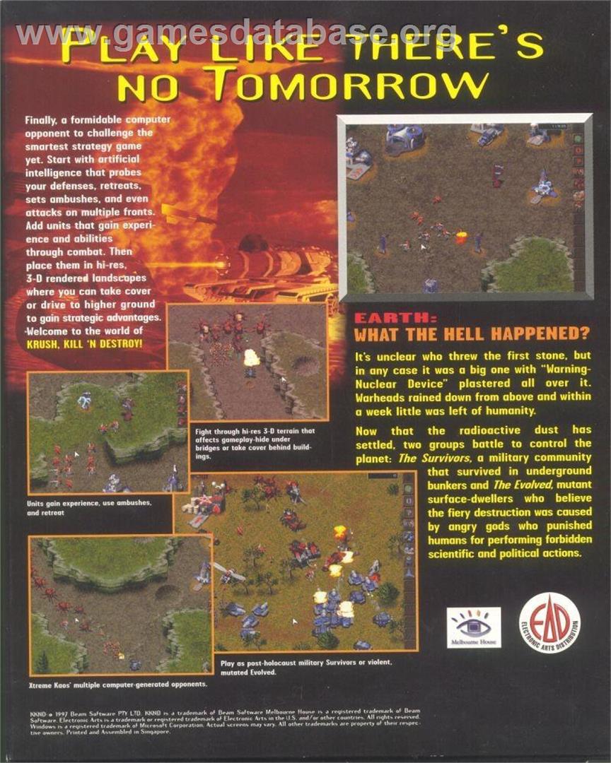 KKND - Krush Kill 'N Destroy Xtreme - Microsoft Windows - Artwork - Box Back