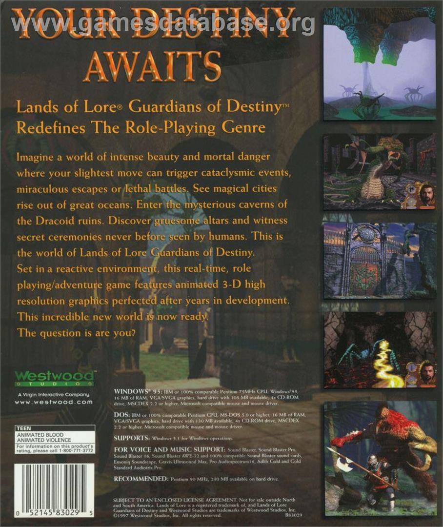 Lands of Lore - Guardians of Destiny - Microsoft Windows - Artwork - Box Back