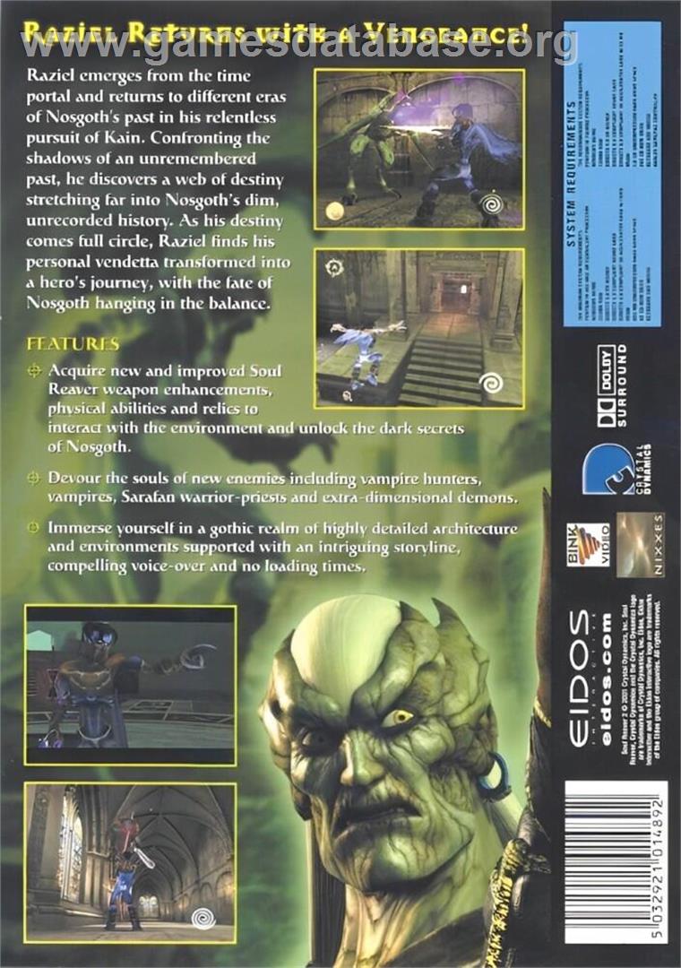 Legacy of Kain - Soul Reaver 2 - Microsoft Windows - Artwork - Box Back