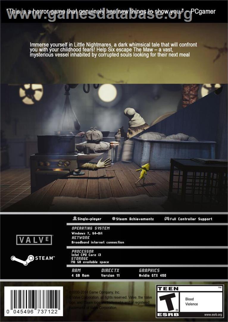 Little Nightmares - Microsoft Windows - Artwork - Box Back