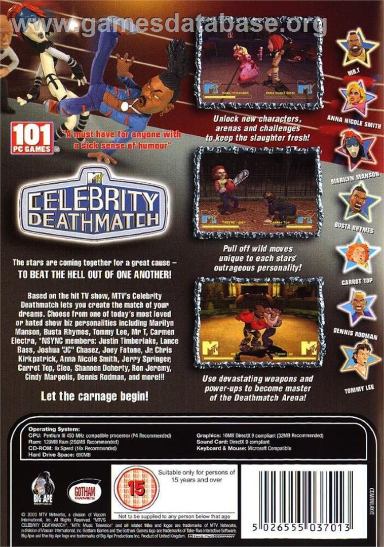 MTV Celebrity Deathmatch - Microsoft Windows - Artwork - Box Back