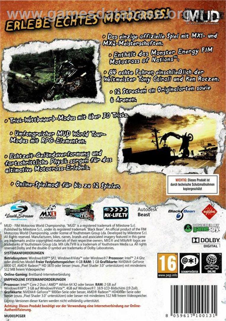MUD - FIM Motocross World Championship - Microsoft Windows - Artwork - Box Back