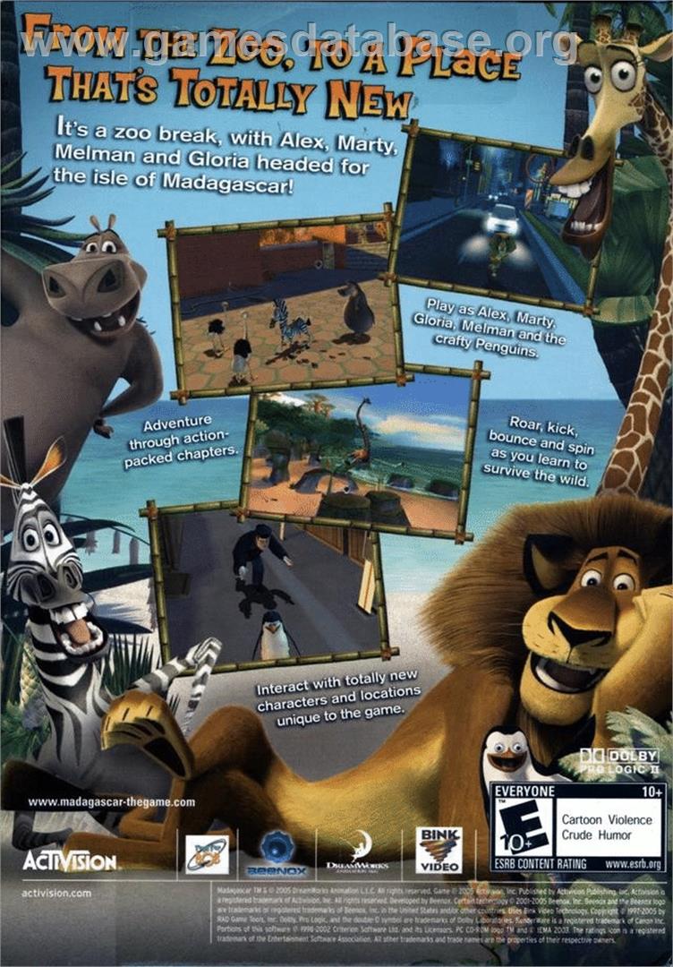 Madagascar - Microsoft Windows - Artwork - Box Back