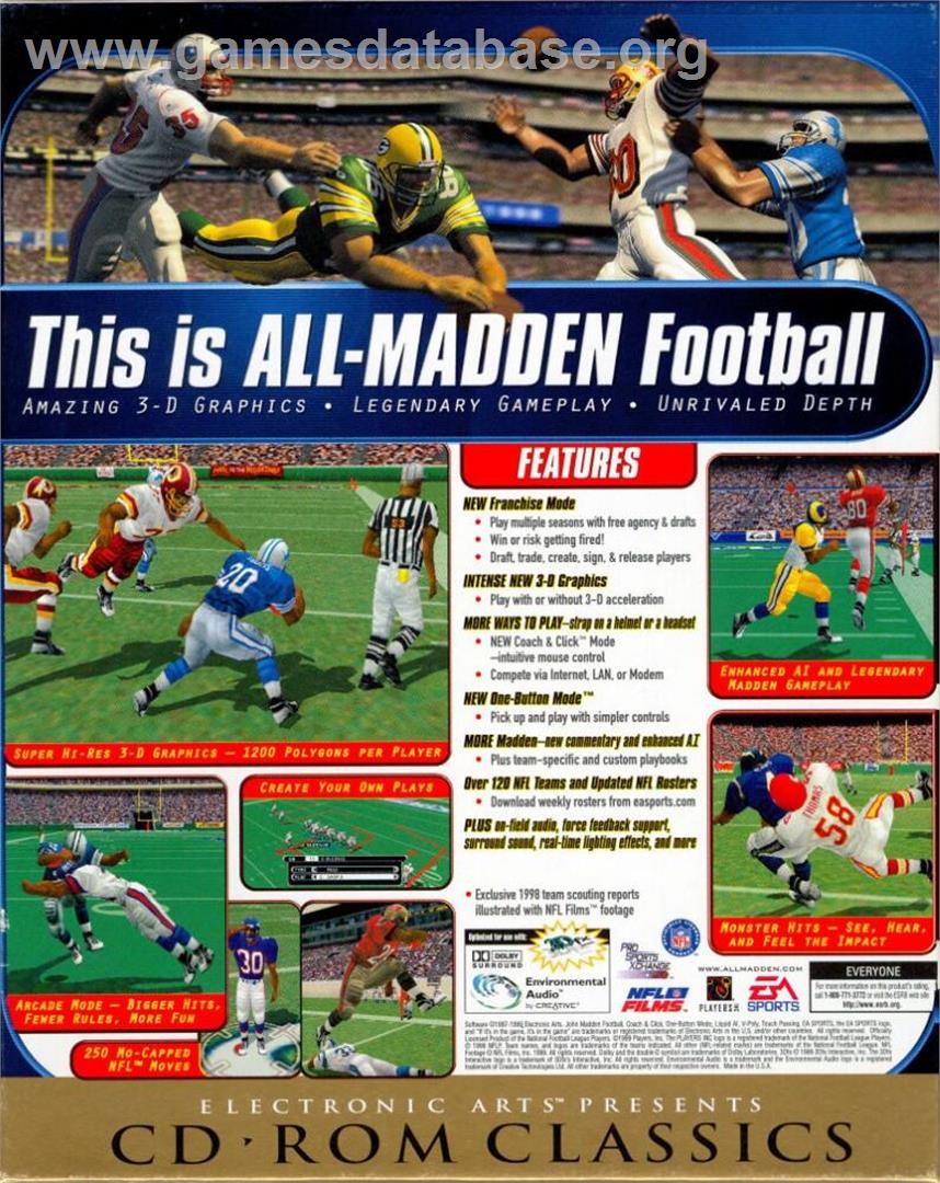 Madden NFL 99 - Microsoft Windows - Artwork - Box Back