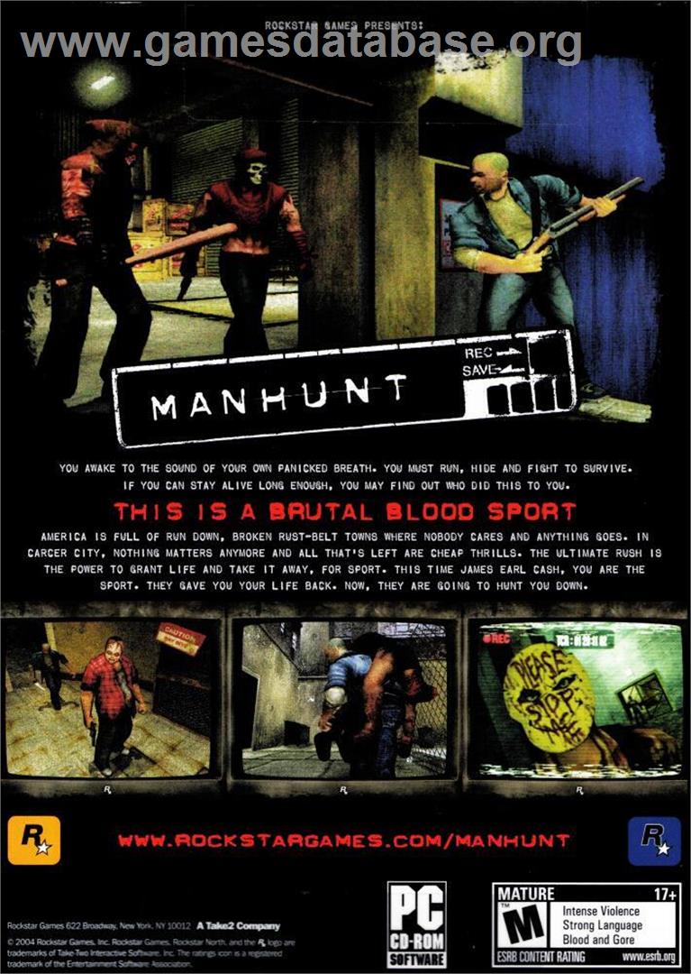 Manhunt - Microsoft Windows - Artwork - Box Back