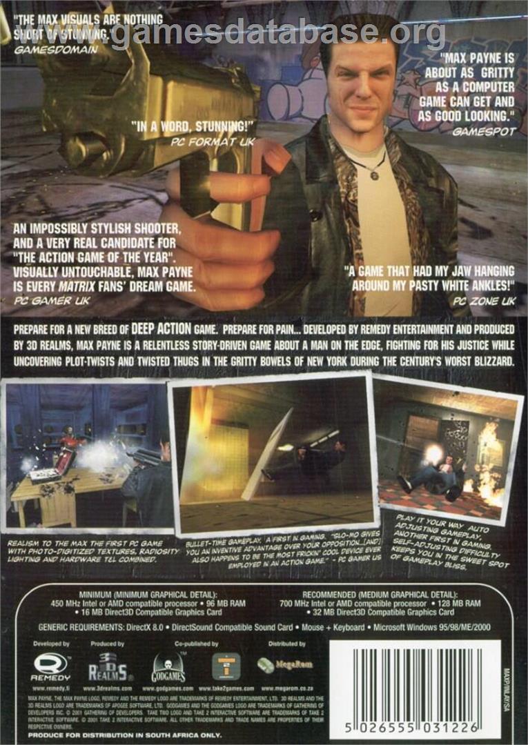 Max Payne - Microsoft Windows - Artwork - Box Back