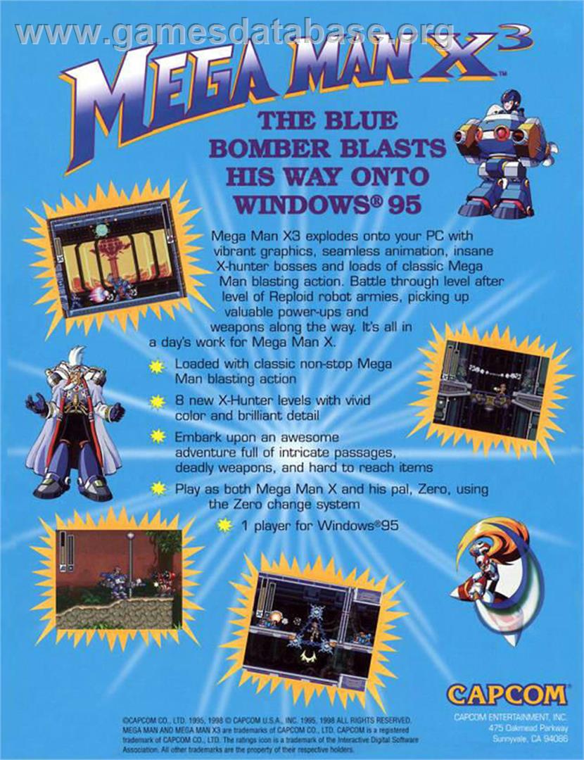 Mega Man X3 - Microsoft Windows - Artwork - Box Back