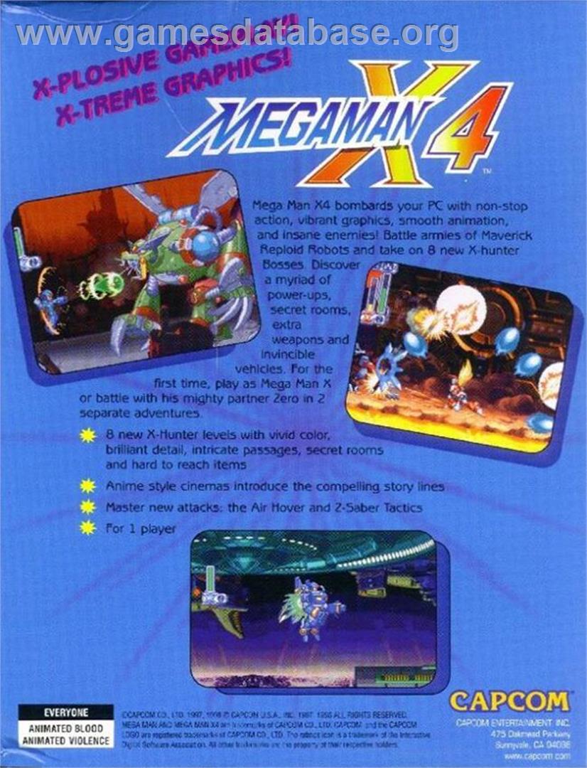 Mega Man X4 - Microsoft Windows - Artwork - Box Back