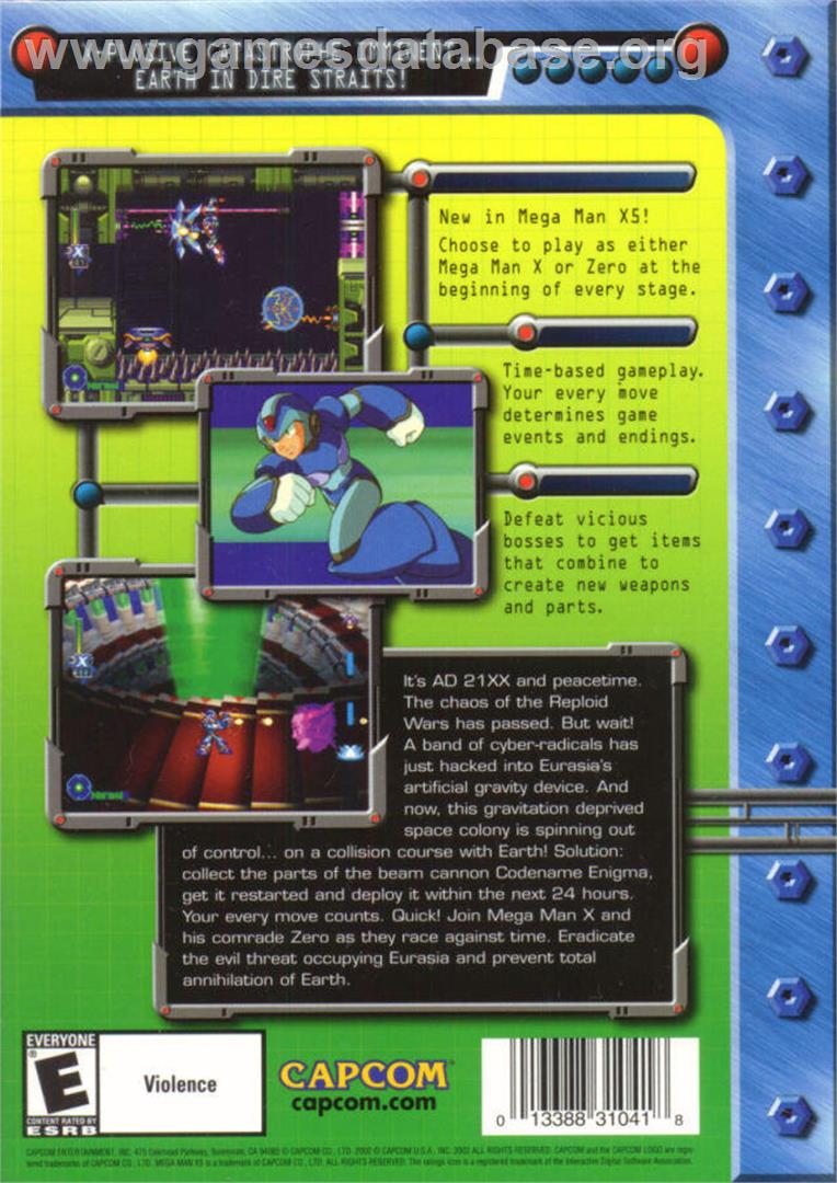 Mega Man X5 - Microsoft Windows - Artwork - Box Back