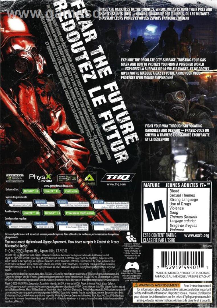 Metro 2033 (Special Edition) - Microsoft Windows - Artwork - Box Back
