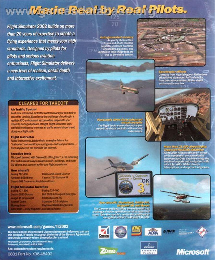 Microsoft Flight Simulator 2002 - Microsoft Windows - Artwork - Box Back