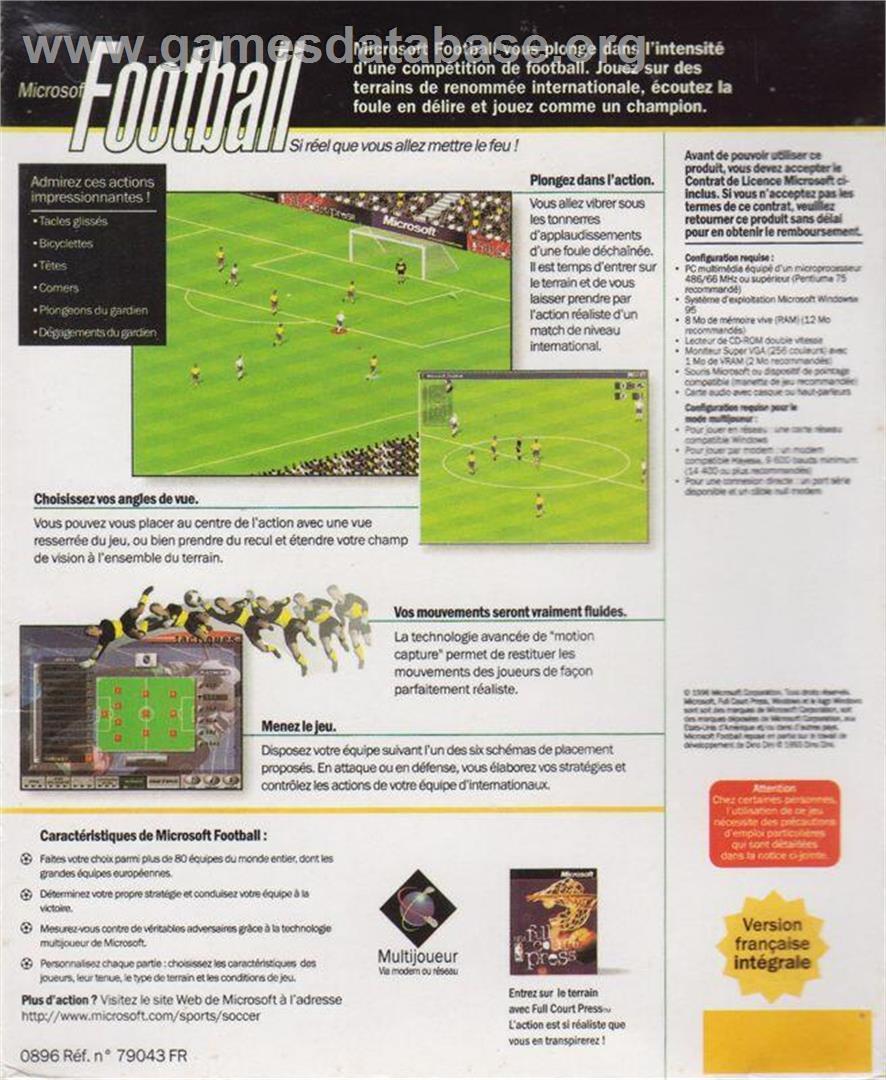 Microsoft Soccer - Microsoft Windows - Artwork - Box Back