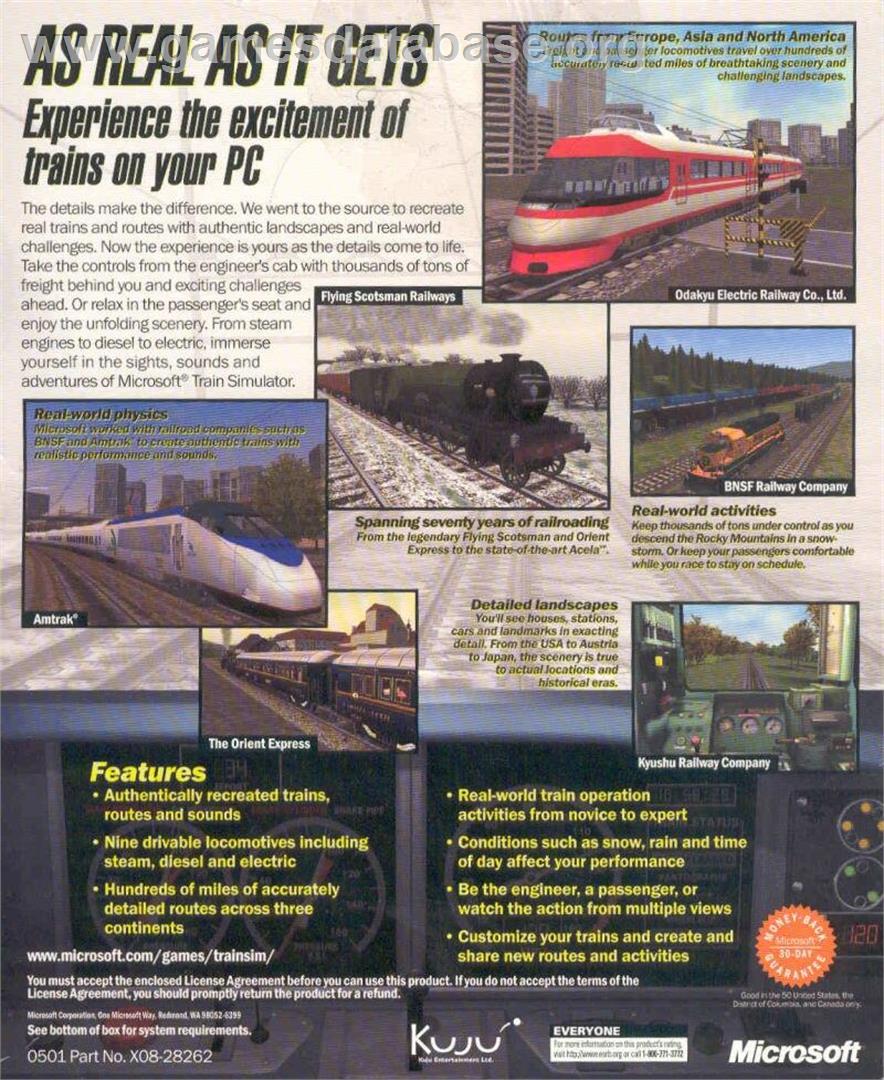 Microsoft Train Simulator - Microsoft Windows - Artwork - Box Back