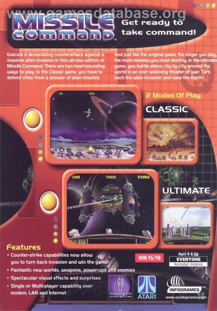 Missile Command - Microsoft Windows - Artwork - Box Back