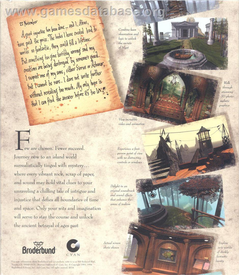 Myst - Microsoft Windows - Artwork - Box Back