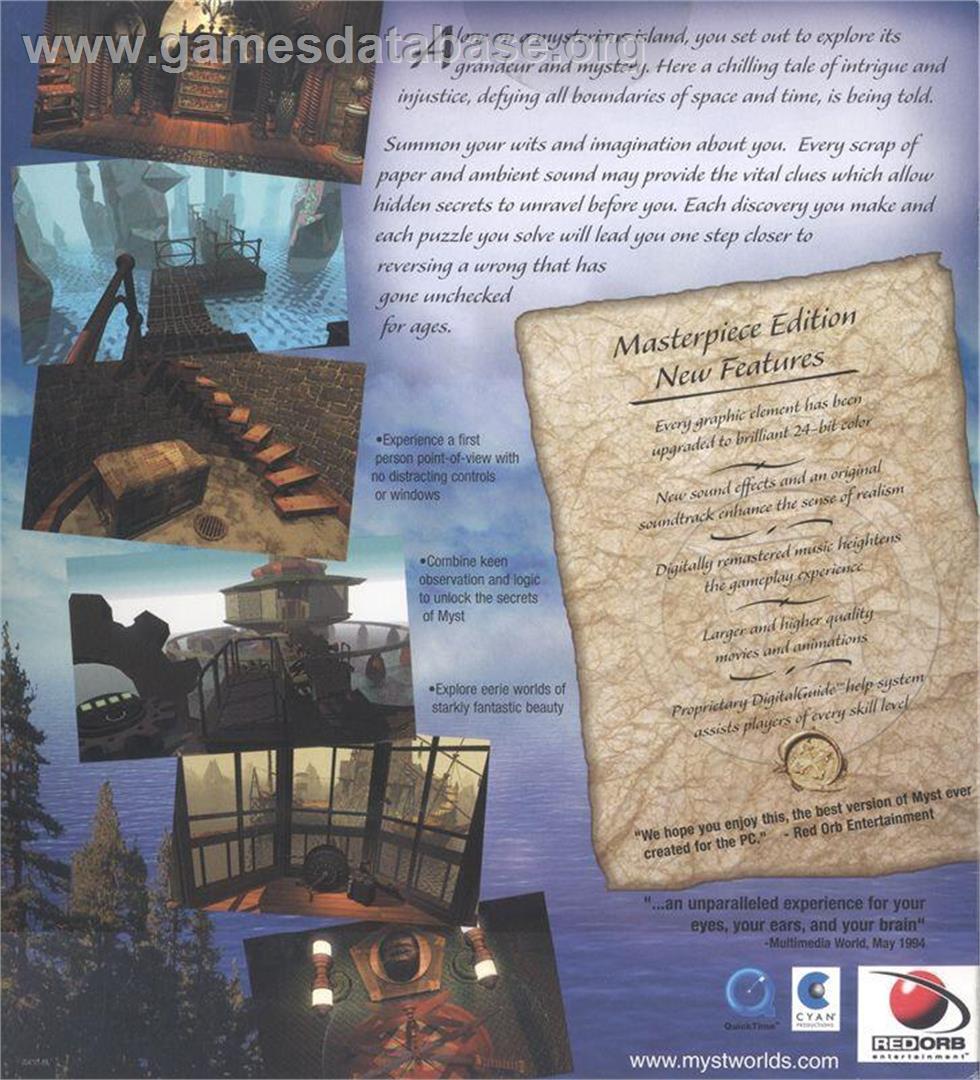 Myst - Masterpiece Edition - Microsoft Windows - Artwork - Box Back