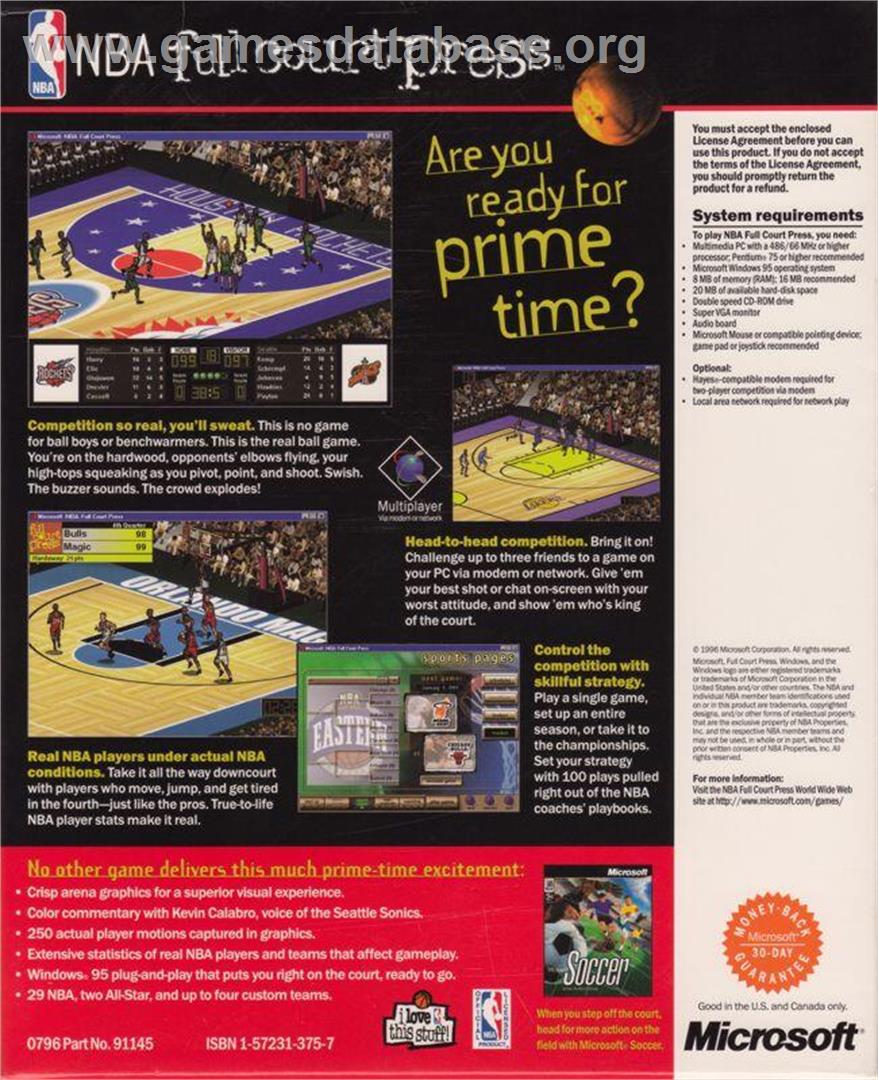NBA Full Court Press - Microsoft Windows - Artwork - Box Back