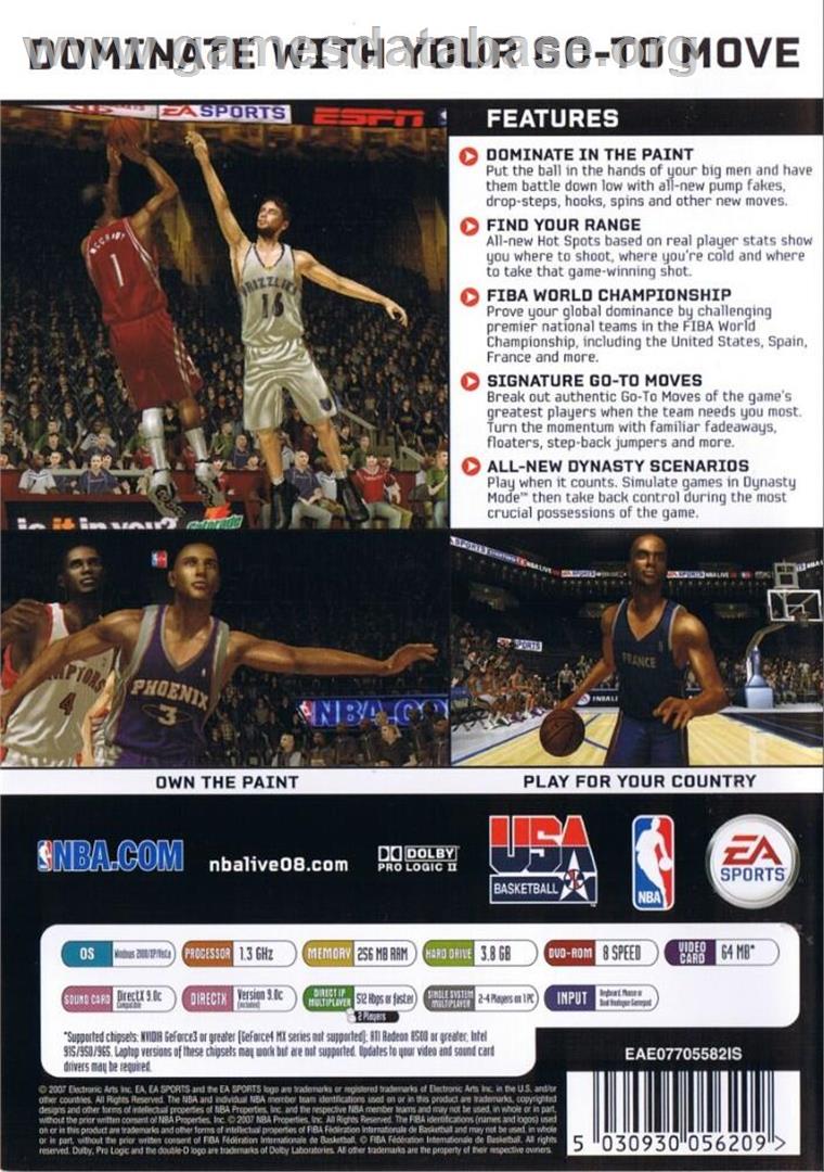 NBA Live 08 - Microsoft Windows - Artwork - Box Back