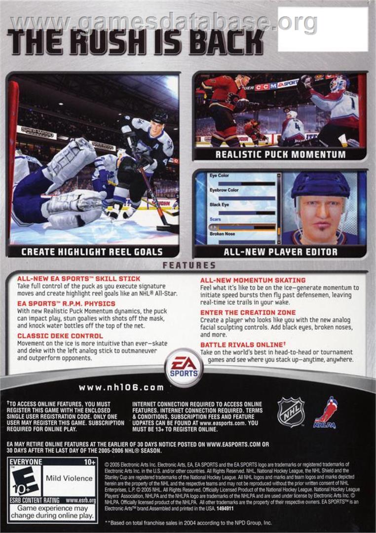 NHL 06 - Microsoft Windows - Artwork - Box Back