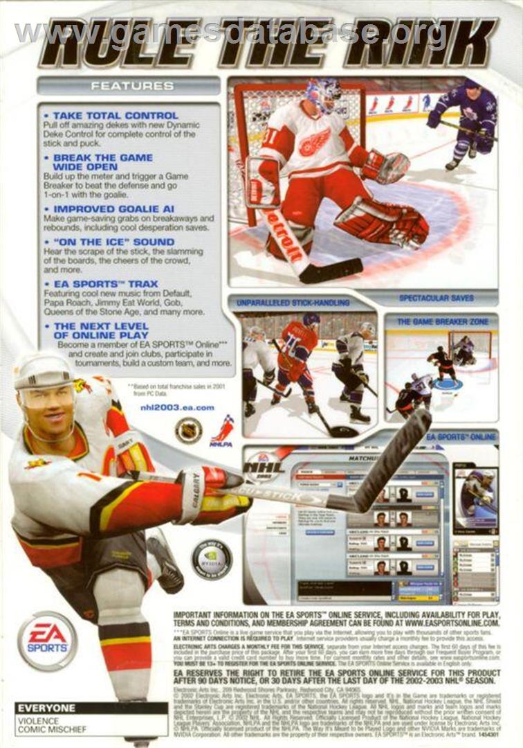 NHL 2003 - Microsoft Windows - Artwork - Box Back