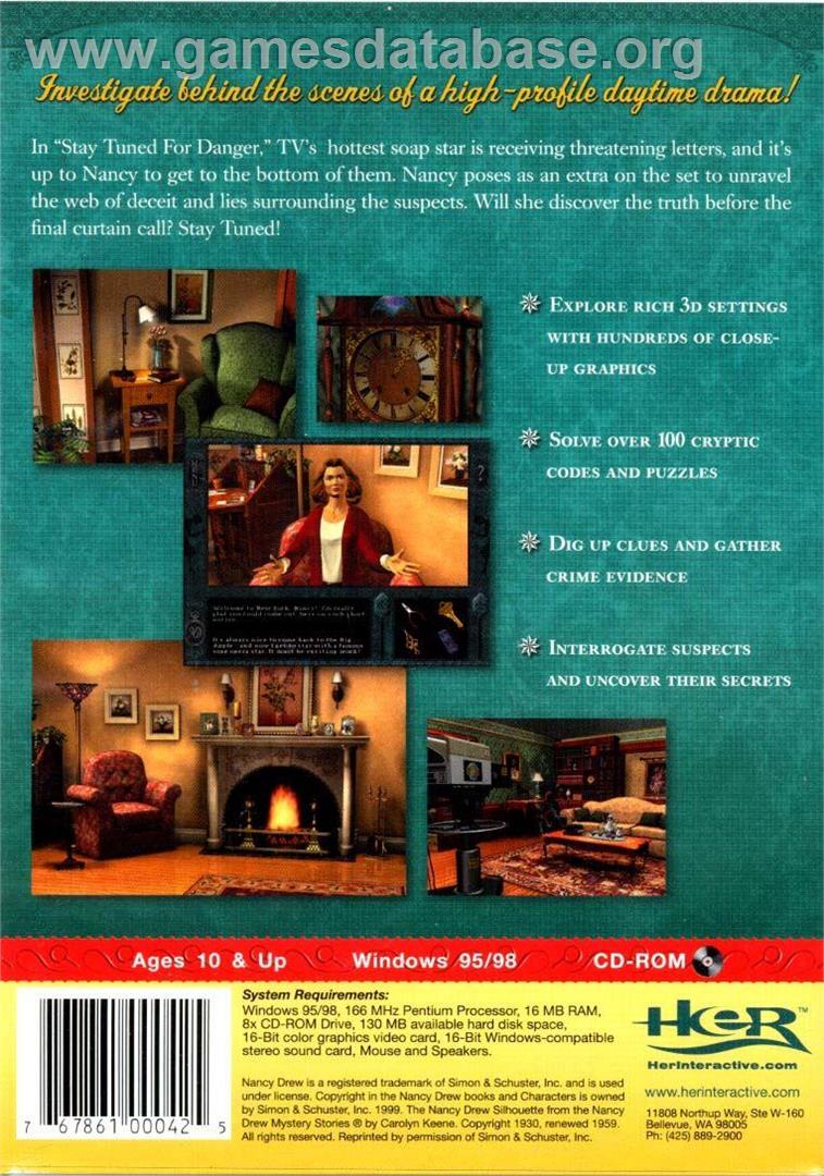 Nancy Drew - Stay Tuned for Danger - Microsoft Windows - Artwork - Box Back