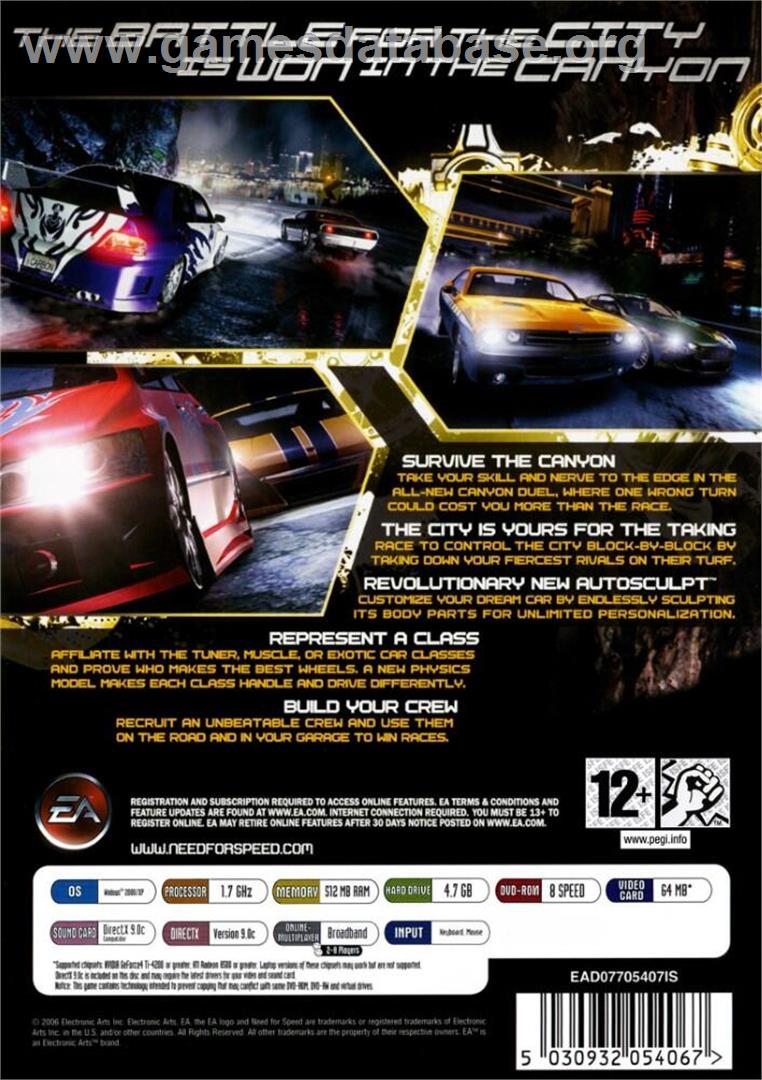 Need for Speed - Carbon (Collector's Edition) - Microsoft Windows - Artwork - Box Back