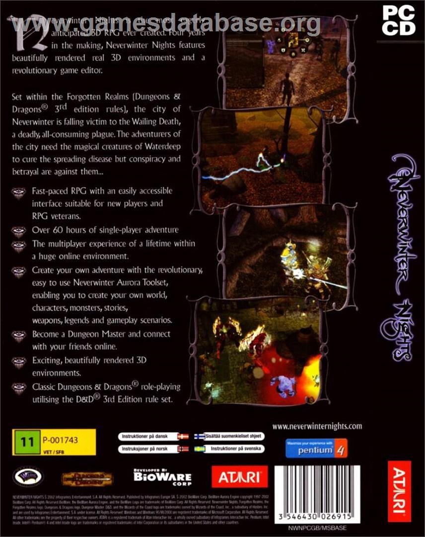 Neverwinter Nights - Microsoft Windows - Artwork - Box Back