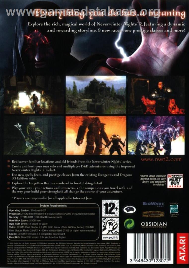 Neverwinter Nights 2 - Microsoft Windows - Artwork - Box Back